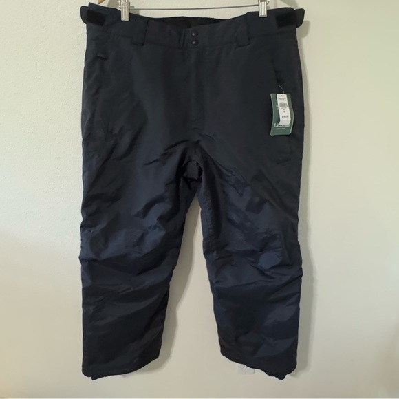 LL Bean Waterproof Snow Pants Black Insulated Tek Snowboard Ski NWT-XL Petite - Picture 1 of 13